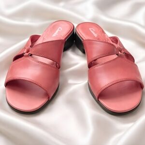 Clarks Pink Women's Leather Slide Sandals - Size 8M
